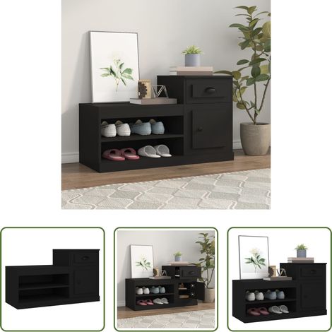 Holzschrank -  Schuhschrank Schwarz 100x42x60 cm Holzwerkstoff (1/5)