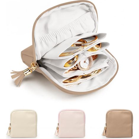 Petite Boîte à Bijoux en PU avec doublure velours, format compact 12 x 12 x 2,5 cm, rangement bagues boucles colliers montres, adapté voyage et cadeau (1/5)