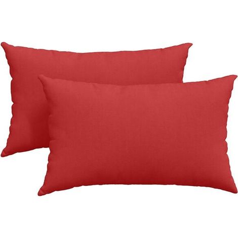Coussins de canapé, 2 pièces, rouges, 50 x 30 cm, en tissu. (1/5)