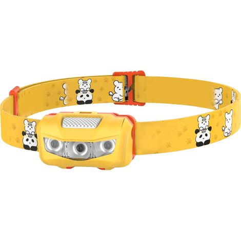 Lampe frontale pour enfants,dirigéLampe frontale pour la course nocturne, la randonnée et le camping, jaune vif (1/5)