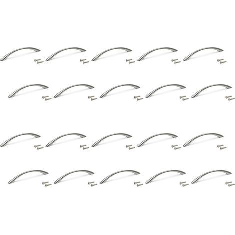 Set di 20 maniglie per mobili, L160mm, interasse 128mm, Zamak, nichel satinato (1/4)