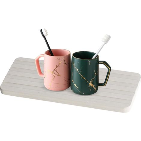 Plateau d'évier en pierre de diatomite Plateau absorbant l'eau Tapis absorbant antidérapant et résistant aux odeurs à rayures pour comptoir, tasses, éponge, maquillage, pinceaux de maquillage (1/5)