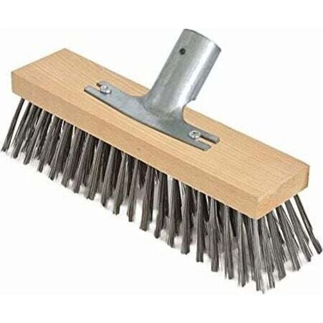 Balai en poil d'acier, 30 cm avec support de manche en métal - Ø 28 cm - tête balai brosse - corps en bois de hêtre haute qualité (1/4)