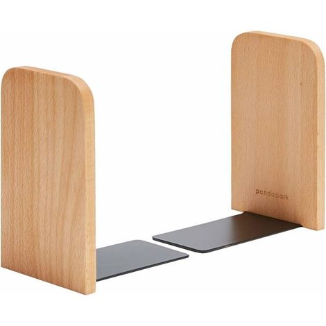 Lot de 2 serre-livres en bois antidérapants pour étagères, support robuste pour livres et films