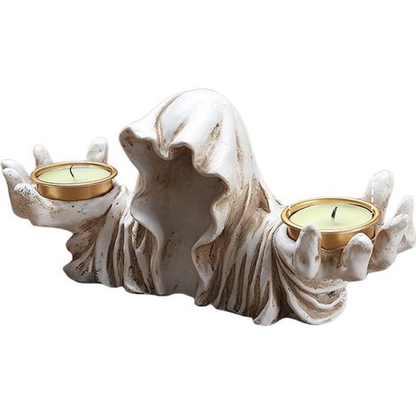 Porte-Bougie Fantôme Résine Bougeoir Halloween Fantôme Tischdekoration für Halloween Bougeoir Innen-Außenstatue als Dekoration (1/5)