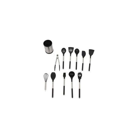 Juego de 12 utensilios de cocina de silicona con mangos, resistentes al calor, antiadherentes, espátula, cuchara, aptos para lavavajillas, los mejores utensilios de cocina (negro) (1/4)