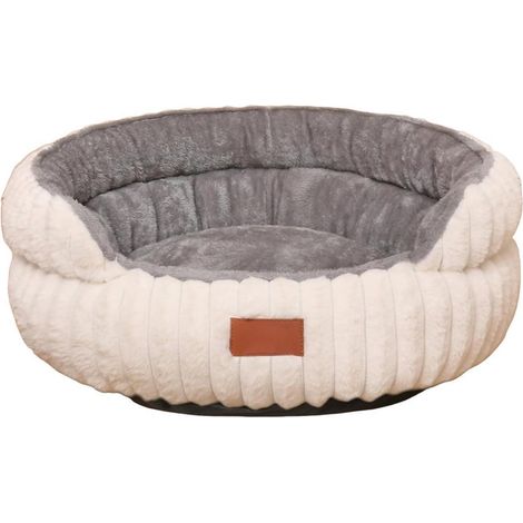 Hundebett Flauschig Donut, Plüschbett für Hunde & Katzen, 40cm, Milchweiß