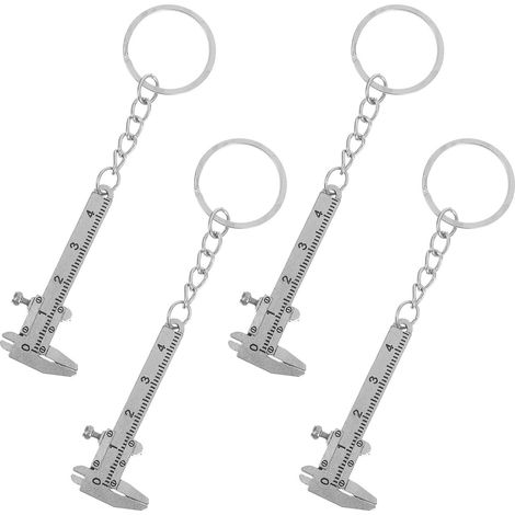 Pied à Coulisse Miniature Design Élégant en Acier Inoxydable Argenté, Outil de Mesure de Poche Portable Lot de 4 Pièces pour Usage Quotidien et Bricolage (1/5)