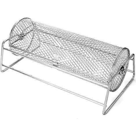 Panier à griller en acier inoxydable pour barbecue, rôtissoire, cage à mailles roulantes --- (1/5)