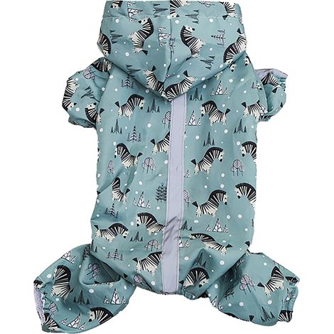 Manteau imperméable pour chien avec bande réfléchissante, à capuche, 4 pattes, imperméable, motif élégant, vêtements d'été pour animaux de compagnie, vert, S (1/5)