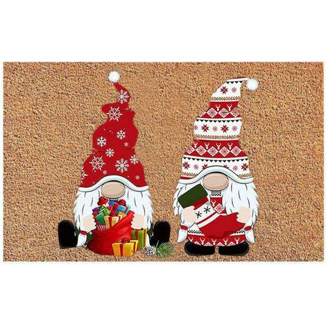 Tapis de Bienvenue Noël Nain Antidérapant pour Entrée Salle de Bain Décoration Fêtes