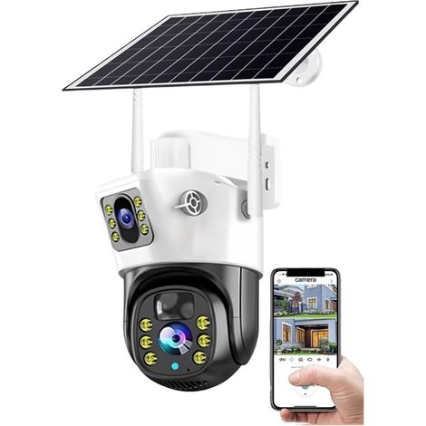 Caméra de sécurité à Domicile 4MP/8MP HD caméra extérieure sans Fil PTZ caméra IP Solaire Batterie intégrée caméra de Surveillance vidéo caméra étanche(8MP WiFi 32GB Card) (1/5)