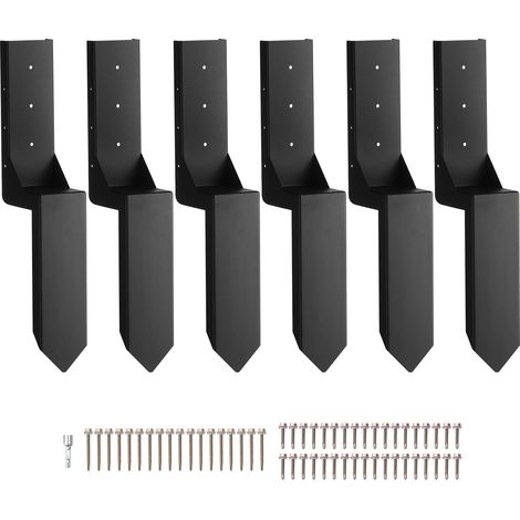 VEVOR Kit di Picchetti di Ancoraggi per Pali Recinzione, Picchetti di Supporto in Acciaio, Riparazione Inclinato Legno Rotto, Palo per Recinzione Avvolgente, Diametro Interno 89 x 89 mm 6 Pezzi