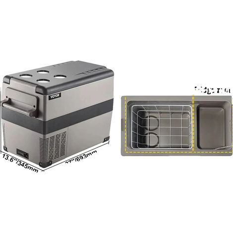 Réfrigérateur de voiture à compresseur portable, double tension, grande capacité, 45L (1/2)