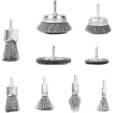 Cepillo de alambre, taladro, juego de cepillos de alambre, juego de cepillos para taladro de 9 piezas, discos, cepillo para ollas, cepillo de acero, removedor de óxido y juego de cepillos para tazas,  (1/5)
