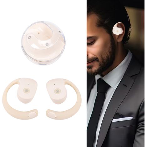 Traducteur Audio Bluetooth 5.4 Sans Fil - 144 Langues en ligne, 8 hors ligne - Casques Écouteurs Ergonomiques Beige avec App pour Voyage, Musique et Appels (1/5)