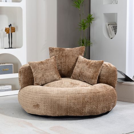 Lounge-Sessel aus Chenille mit 3 Kissen, 108 x 108 x 52 cm, Kaffee HAVRYA (1/5)