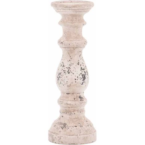 Column Candle Holder - Ceramic - L14 x W14 x H38 cm - Stone