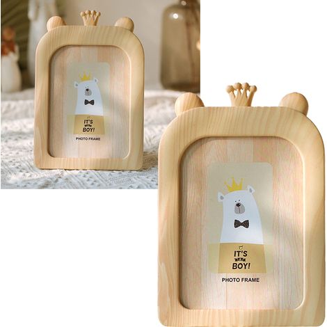 Wunderschöner, kreativer 7-Zoll-Bilderrahmen mit Cartoon-Motiven, Bilderrahmen, Schreibtischdekoration, Wanddekoration fürs Kinderzimmer, beige Krone (1/5)