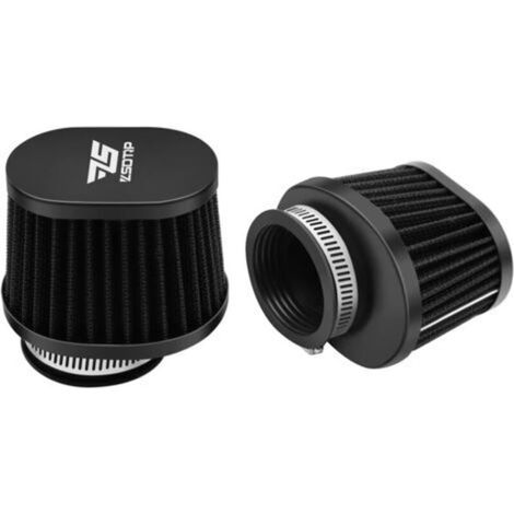 Juego de 2 filtros de aire universales de 50 mm para motocicletas todoterreno, de alto rendimiento, para motocross, scooter, ciclomotor, Yamaha, Honda, Suzuki, Kawasaki, ATV (negro) (1/5)