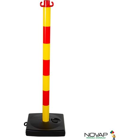 Poteau PVC Jaune/Rouge sur socle à lester 4kg - 2001366