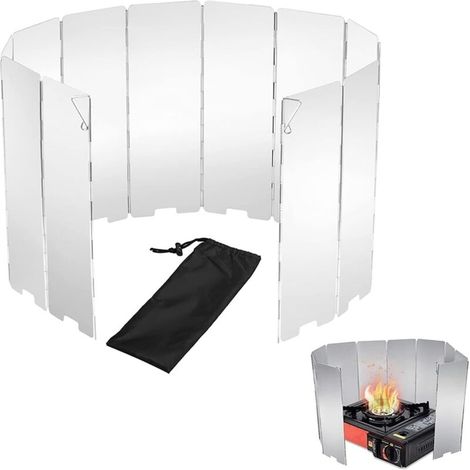 Pare-Vent Pliable Aluminium,Plaques Pare-Brise de Camping,Camping Plein Air Pare-Brise,Protection antivent pour réchaud à gaz Pliable,pour Camping Réchaud Extérieur,Pique-Nique (1/5)