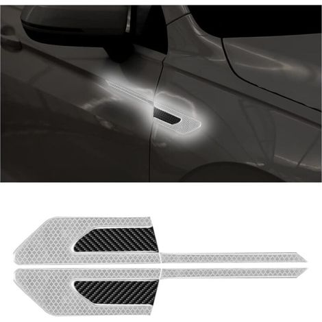 Bardusch 2 PCS Autocollant 3D à Bandes Réfléchissantes, Autocollants Réfléchissants pour Coffre Voiture, Autocollants Réfléchissants à Haute Intensité pour La Visibilité de Nuit pour Voiture SUV(Blanc
