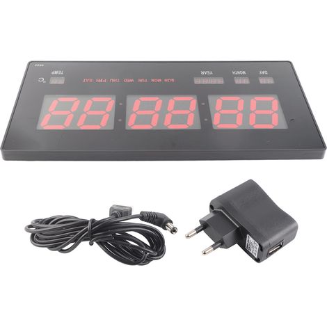Horloge Murale Numérique LED avec Calendrier Électrique, Rétro-éclairage Nocturne pour Chambre Bureau, Prise UE 110‑220V (1/5)