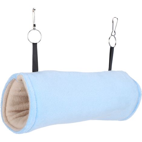 Hamac pour hamster, tunnel en peluche chaude, cage, lit suspendu pour petits animaux et oiseaux de compagnie, bleu (1/5)