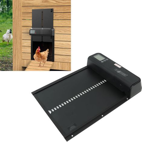 Manuell einstellbarer Timer für automatische Hühnerstalltür automatischer Timer für Hühnerstalltür wasserdichte Haustiertür aus Aluminiumlegierung (IP45). (1/5)