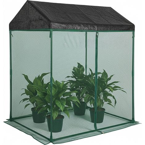 Relaxdays Pflanzenschutzabdeckung mit Tür & Dach, Insektenschutz, HBT: 150 x 130 x 90 cm, Tomatenhaube, PP, Eisen, grün