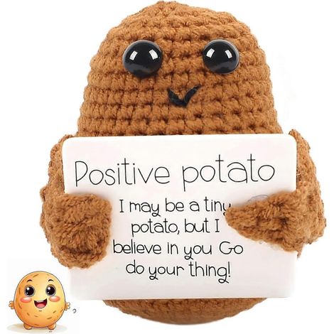 HONORNIC - Mini peluche pomme de terre à énergie positive, adorable mini peluche tricotée avec poche câline