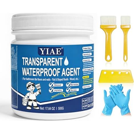 Enduit imperméable transparent 500 g, émulsion de mastic isolant, transparent, étanche pour salle de bain, murs, carreaux, toit