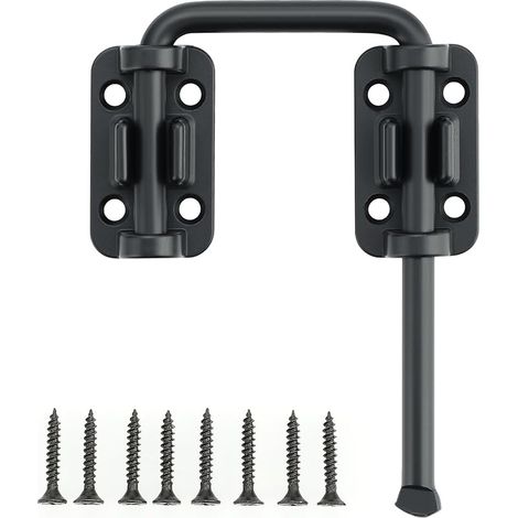 Boulons de verrouillage de porte noirs, loquet de porte à 90°, en acier inoxydable, boucle de verrouillage de porte coulissante pour jardin, salle de bain, garage, fenêtre, porte coulissante de (1/5)