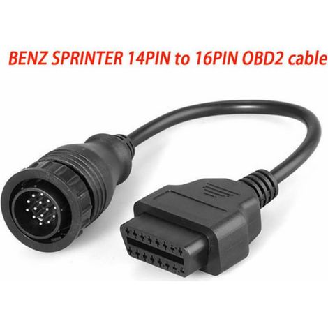Adaptateur OBD2 - Connecteur Mercedes-Benz Sprinter 14 Broches vers 16 Broches - Câble Diagnostic - 40 cm - 1 Pièce (1/5)
