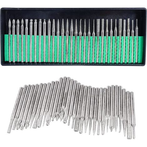 Set de 30 Fraises Diamantées 3mm - Fraises Rotatives à Diamant pour Meulage, Gravure et Polissage sur Métal et Verre (1/5)