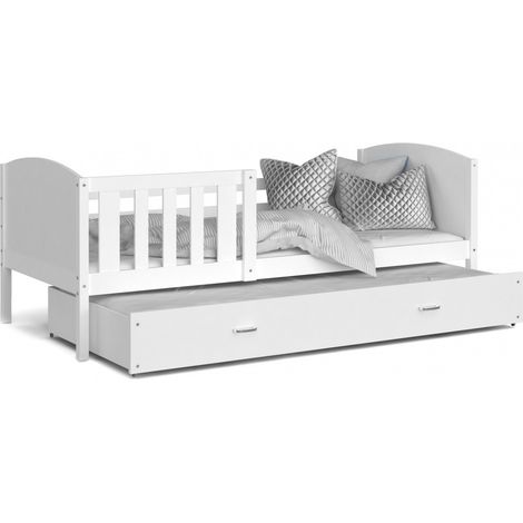 Lit Gigogne Tomy 90x190 matelas inclus Blanc - blanc (1/3)