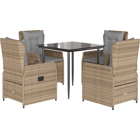 Maison Exclusive - Set da Pranzo da Giardino 5 pz con Cuscini Beige in Polyrattan (1/5)