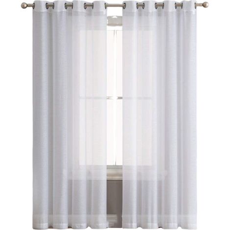 2 voilages 134x160cm - Tulle avec oeillets - Draperies modernes blanches - Décoration douce