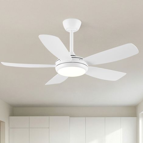 Parrot Uncle 106 cm LED Deckenventilator mit Beleuchtung, Umkehrfunktion, 3 Farbtemperaturen, 6 Geschwindigkeiten, Timerfunktion, Fernbedienung, leiser Betrieb, dimmbar, Weiß