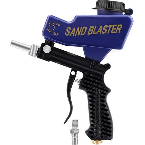 (Bleu) Pistolet de Sablage Pneumatique Portative Outil de Sablage à Air Professionnel Sableuse Pneumatiques avec Trémie pour Enlever Les Ecailles de Peinture Rouille (1/5)