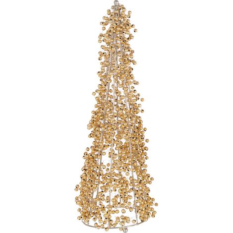 Cône Déco Design "Perles" 40cm Doré (1/3)