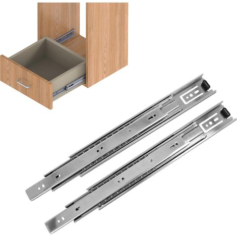 Glissières à Extraction Totale 30kg Acier Galvanisé Anti-Corrosion Pour Tiroirs Meubles/Bureaux Compatible Serrure Menuiserie, Multicolore, 350 x 45 mm (1/5)