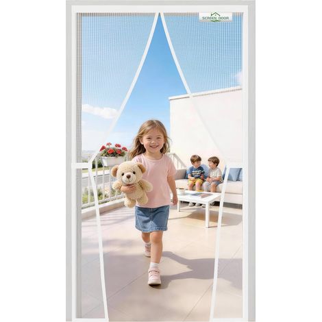 Moustiquaire Porte Fenetre 120x110cm  Moustiquaire Haute Qualité, Protection contre les Insectes, Installation Facile – Blanc