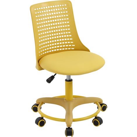 Wahson Kids Desk Chair Swivel, Children Study Chair with Breathable Backrest Height Adjustable for Kids Teens, Yellow