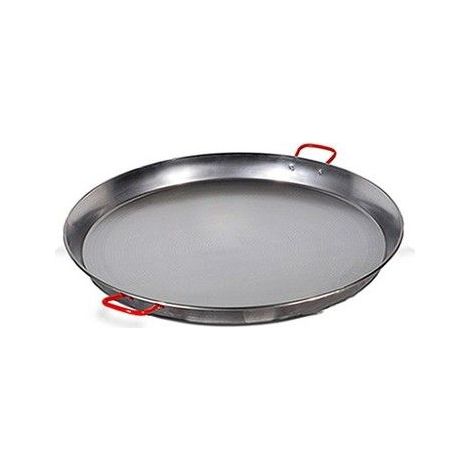 Plat à paëlla 50 cm en acier au carbone poli – Poignées rivetées – Pour 14 portions – Compatible feux à gaz et foyers ouverts – La Ideal