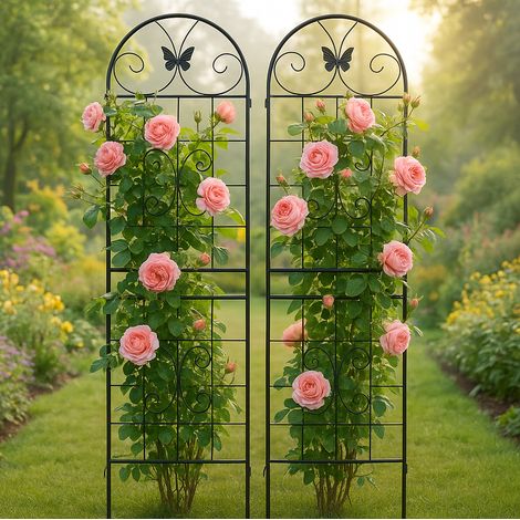 Treillis jardin métal noir 20 x 71 pouces HAVRYA (1/5)