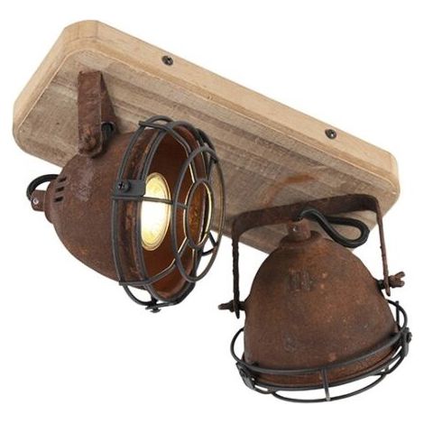 Smart Spot Rust Brown with Wood Incl. 2 WiFi GU10 - Gina