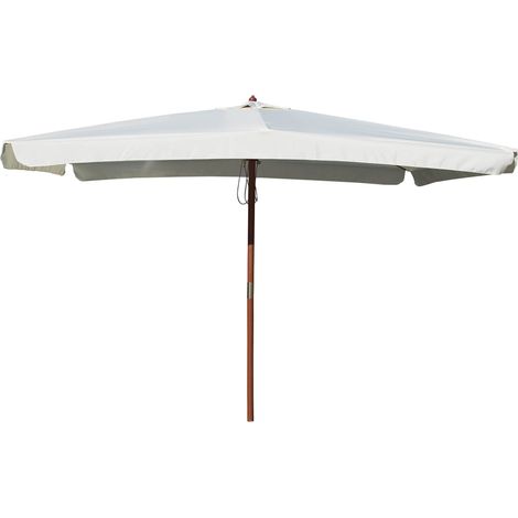 Ombrellone da Giardino 3x2 m Palo Ø48 mm in Legno e Poliestere Ecrù (1/4)