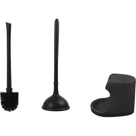 Set di scopino igienico per WC con manico - Nero